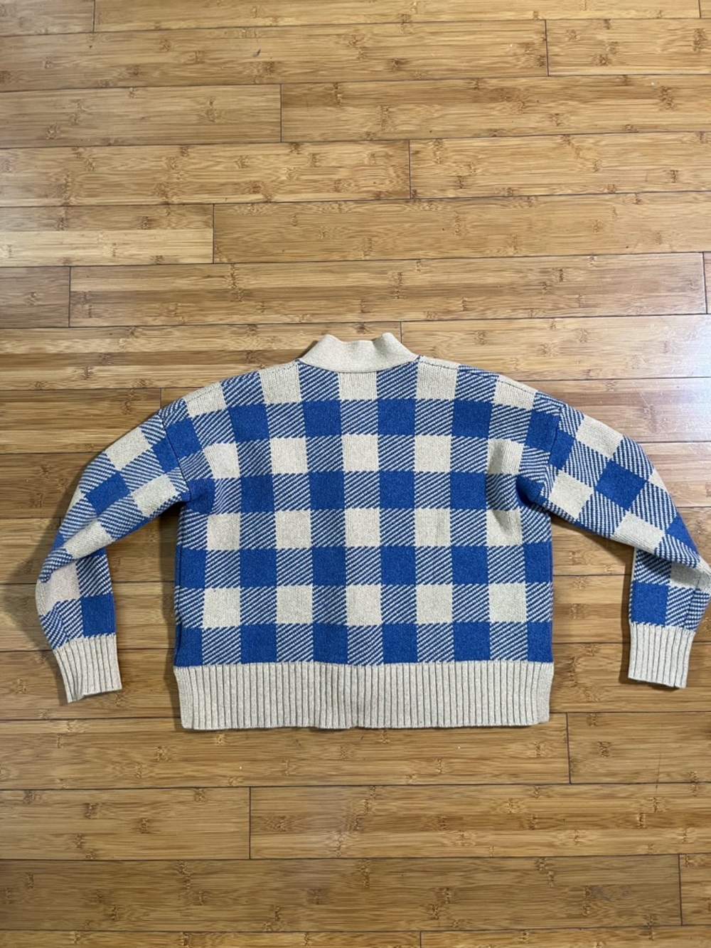Madewell Bayberry Button-Front Cardigan in Navy & Tan Buffalo Check Cabincore - Picture 13 of 13
